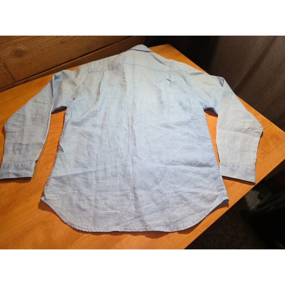 Tommy Bahama Relax Mens Medium Light Blue 100% Linen Long Sleeve Button Up Shirt - Picture 2 of 5